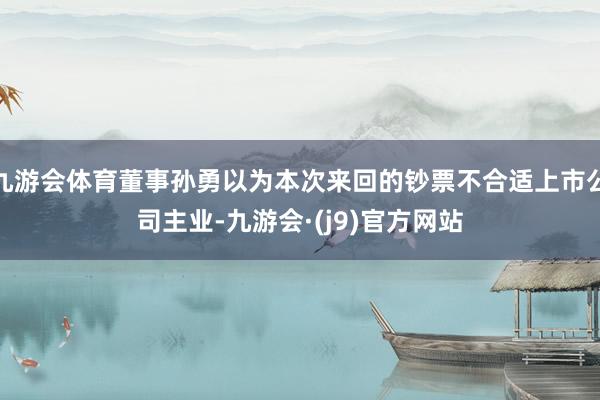 九游会体育董事孙勇以为本次来回的钞票不合适上市公司主业-九游会·(j9)官方网站