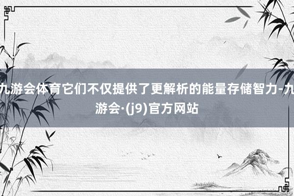 九游会体育它们不仅提供了更解析的能量存储智力-九游会·(j9)官方网站