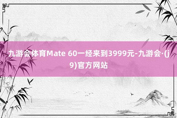 九游会体育Mate 60一经来到3999元-九游会·(j9)官方网站