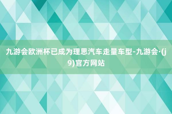 九游会欧洲杯已成为理思汽车走量车型-九游会·(j9)官方网站